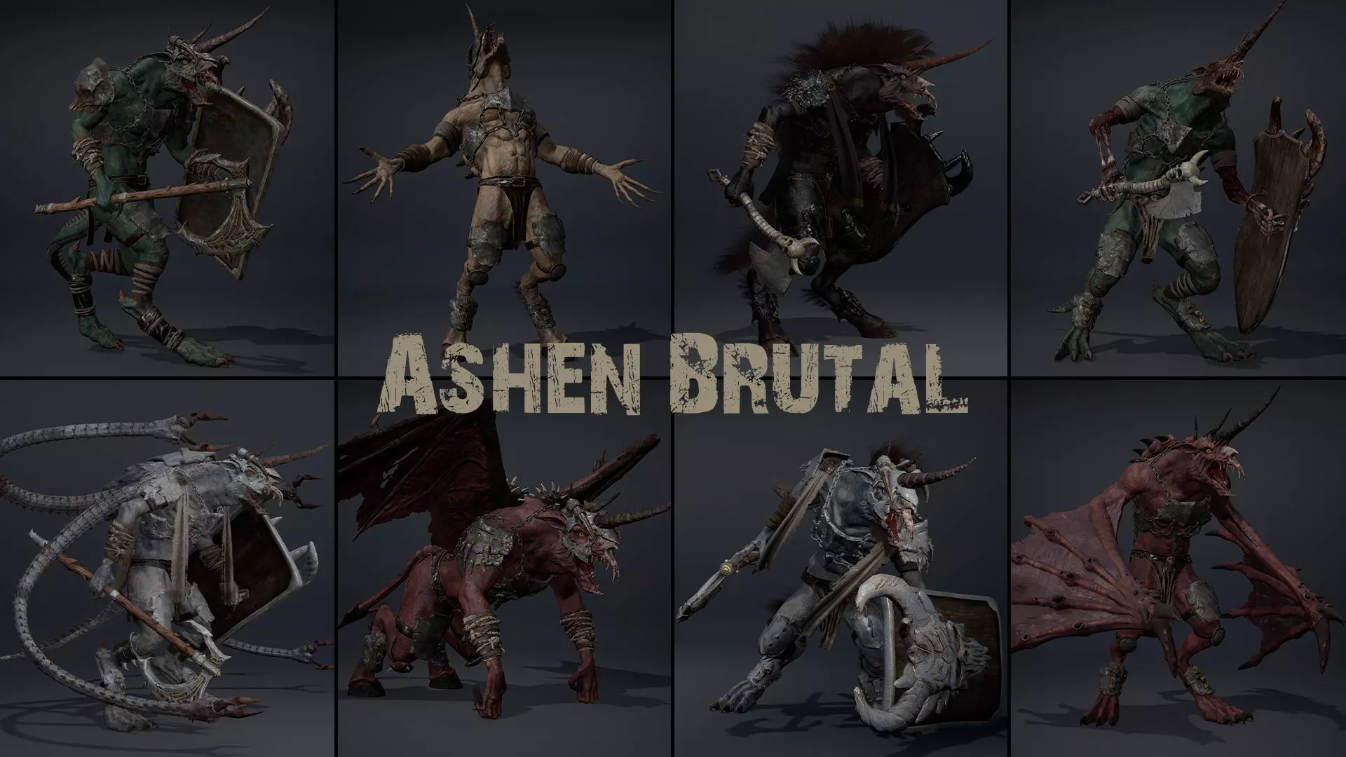 Ashen Brutal Warrior Low-poly 3D model_0