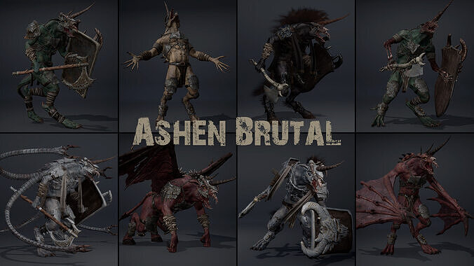 Ashen Brutal Warrior Low-poly 3D model