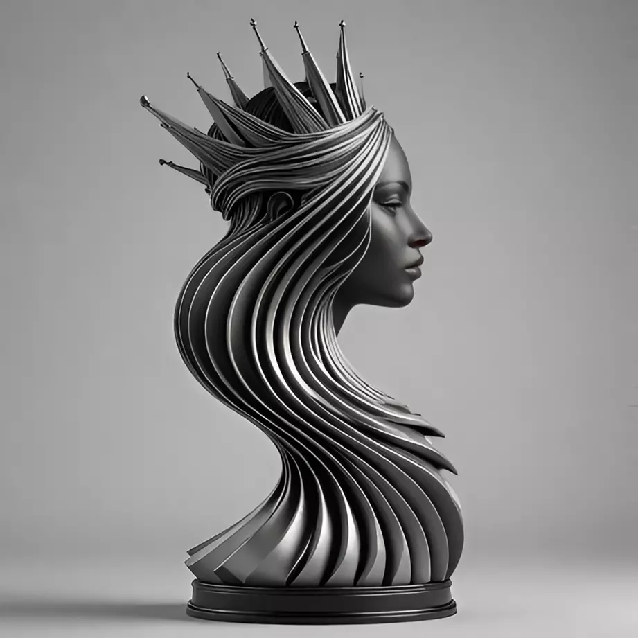  Abstract Chess Queen Sculpture 3D print model_0
