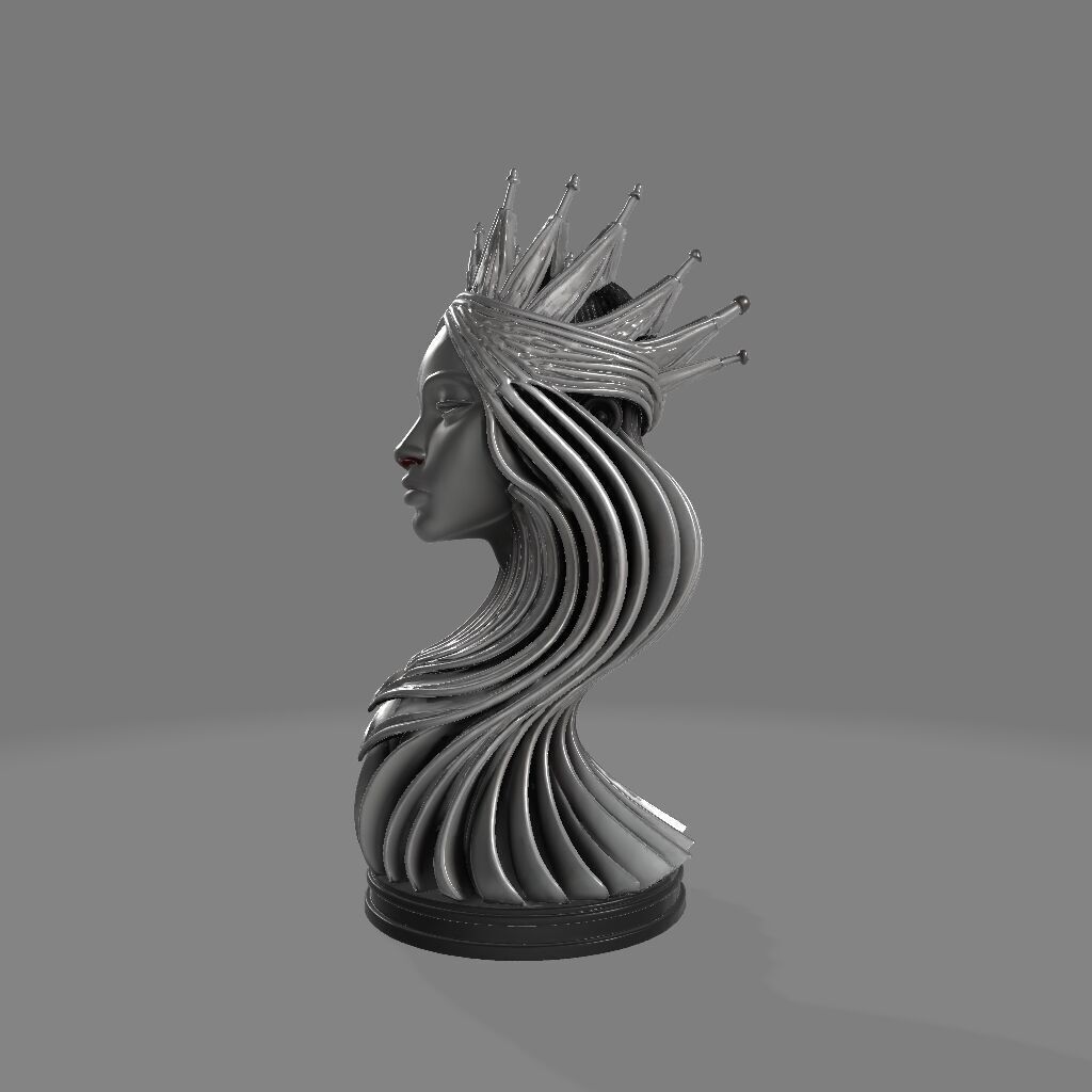  Abstract Chess Queen Sculpture 3D print model_3