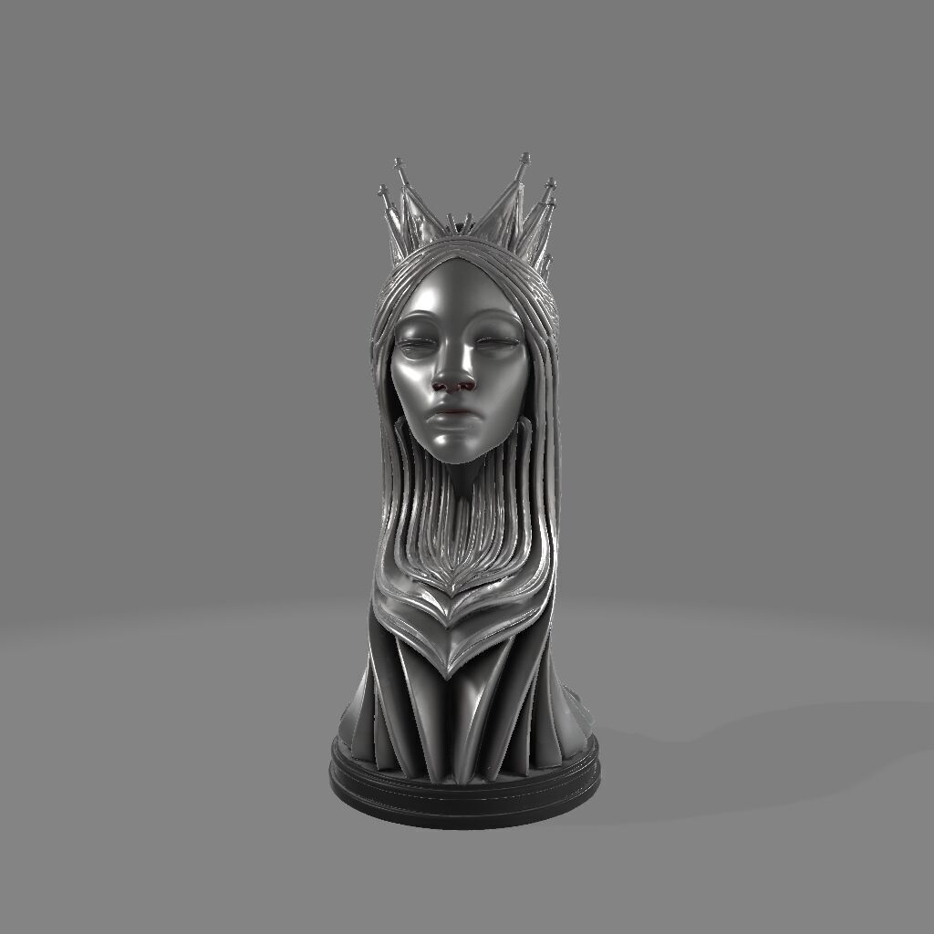  Abstract Chess Queen Sculpture 3D print model_2