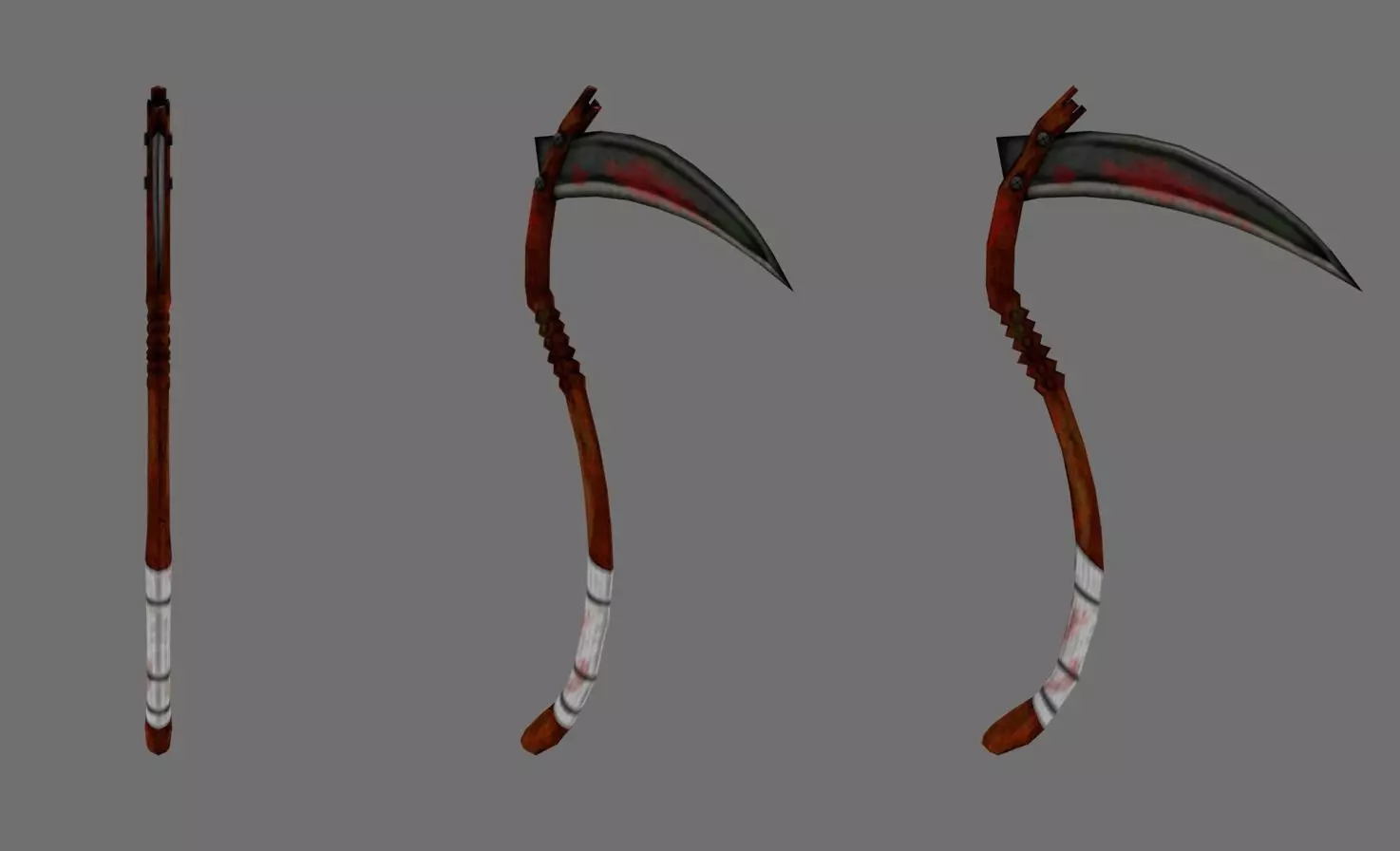 Low Poly Scythe Weapon Prop 3D Model Free low-poly 3D model