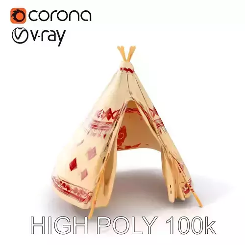 Traditional Tipi Tent Model Pack with Tribal Patterns