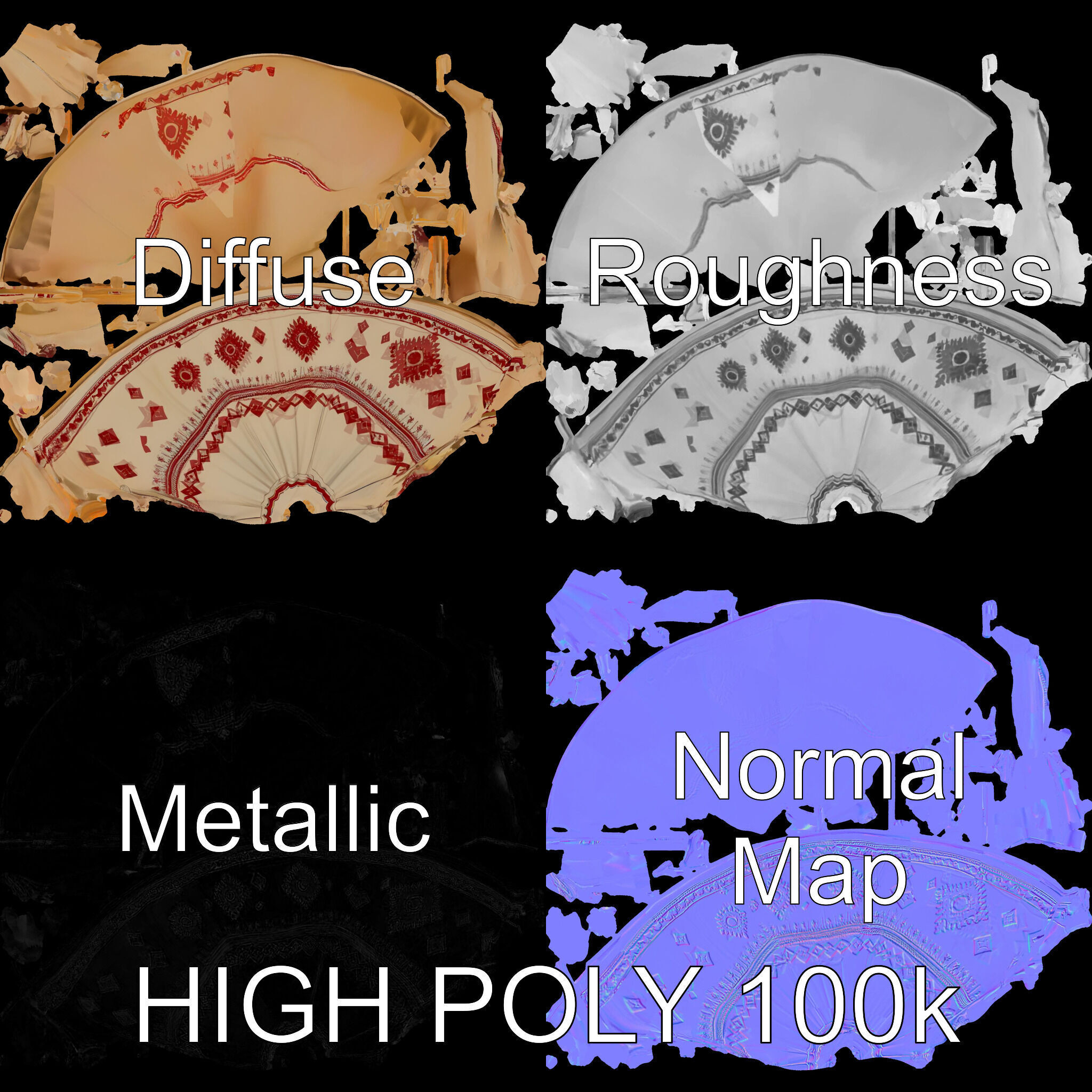 Traditional Tipi Tent Model Pack with Tribal Patterns Low-poly 3D model_3