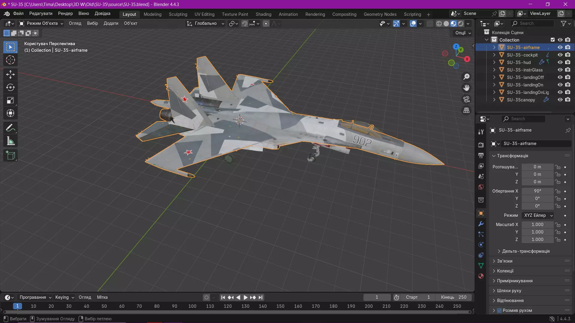 SU-35 Low-poly 3D model_0