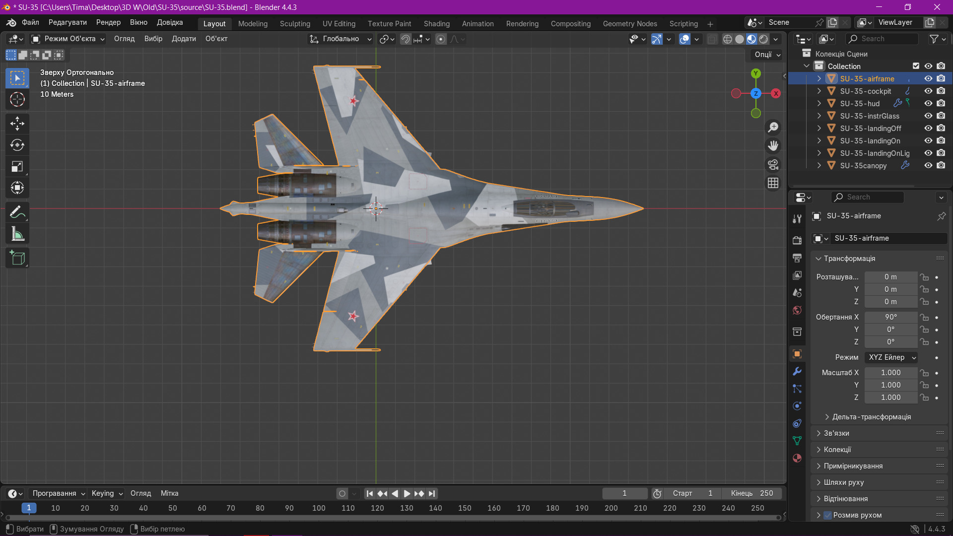 SU-35 Low-poly 3D model_1