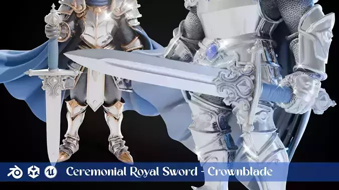 Stylized Sword - Ceremonial Royal Crownblade - Game Ready