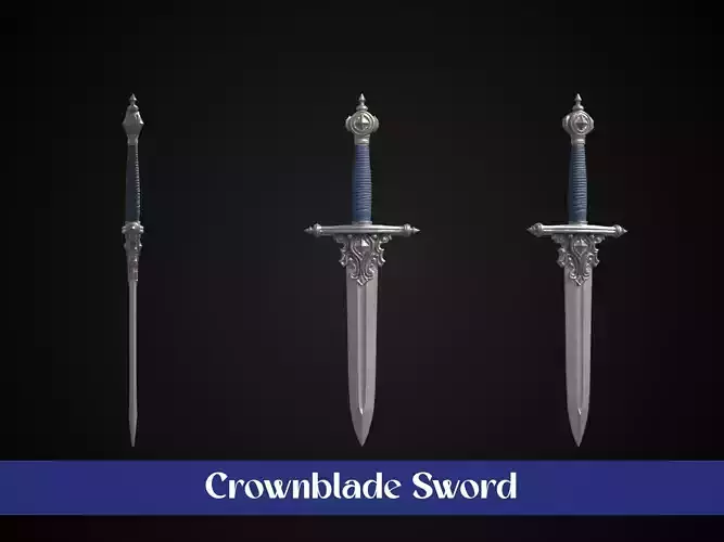Stylized Ceremonial Royal Sword - Crownblade