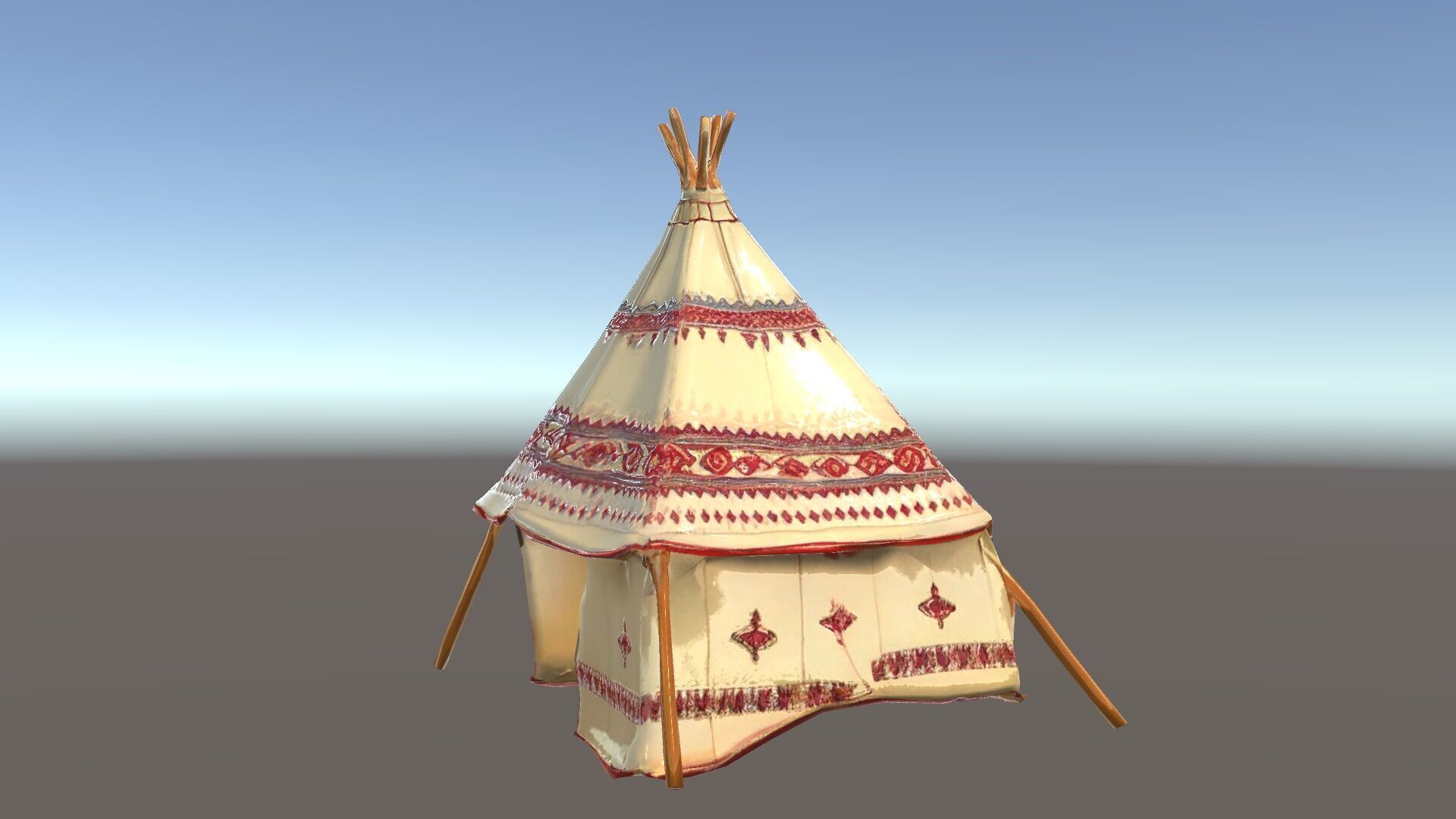 Traditional Canvas Tipi Tent Model Pack Low-poly 3D model_16