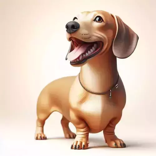 776 Laughing Dachshund  3D Printed Ivory Style Statue