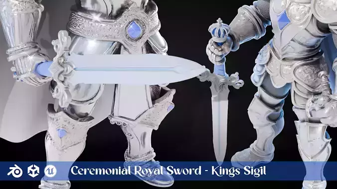 Stylized Sword - Ceremonial Royal Kings Sigil - Game Ready