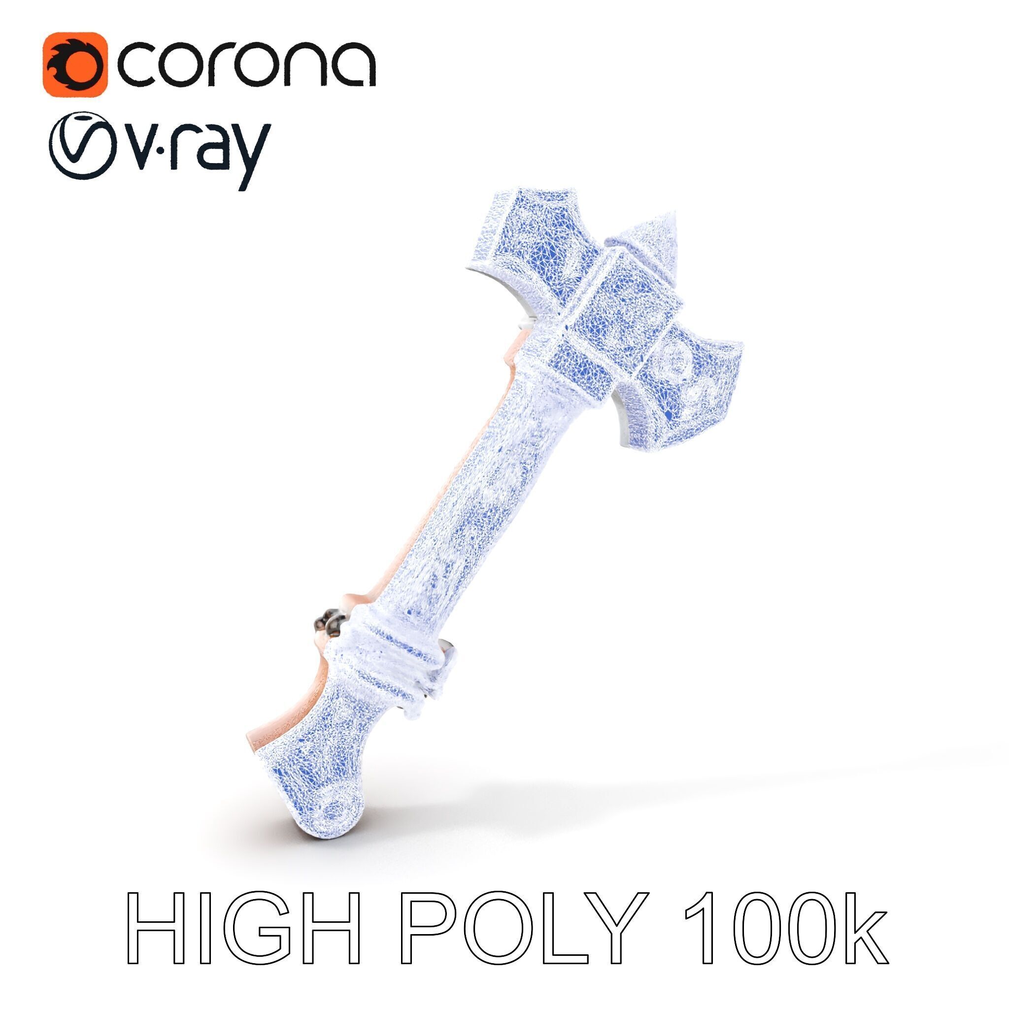 Fantasy Battle Axe with Gem Model Pack Low-poly 3D model_24