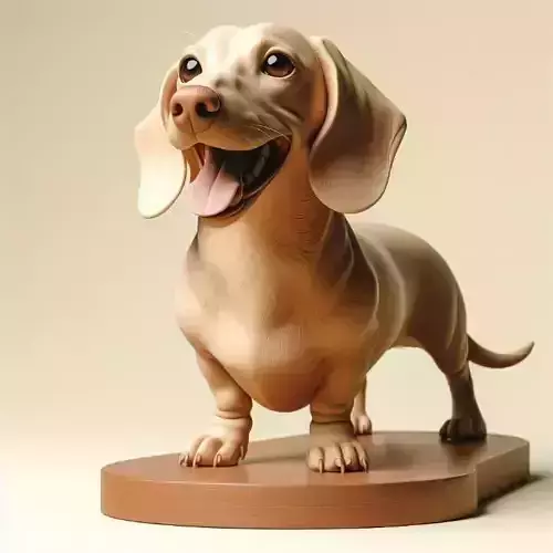 777 Laughing Dachshund  3D Printed Ivory Style Statue
