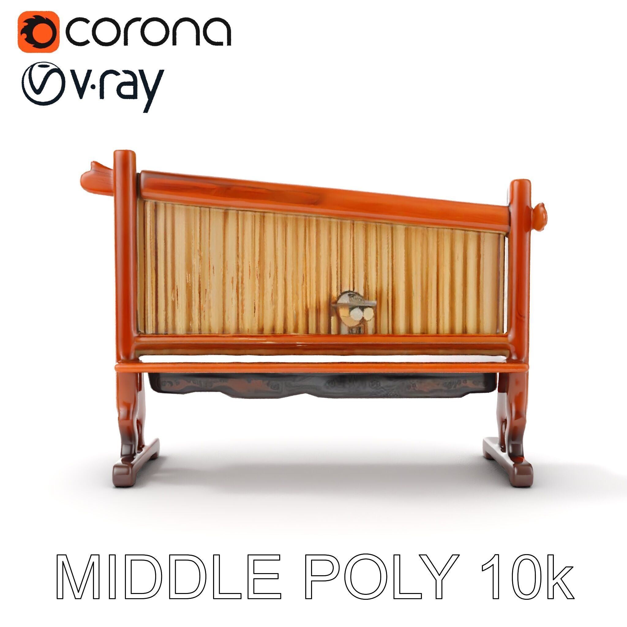 Traditional Wind Chime Wooden Stand Model Pack Low-poly 3D model_6