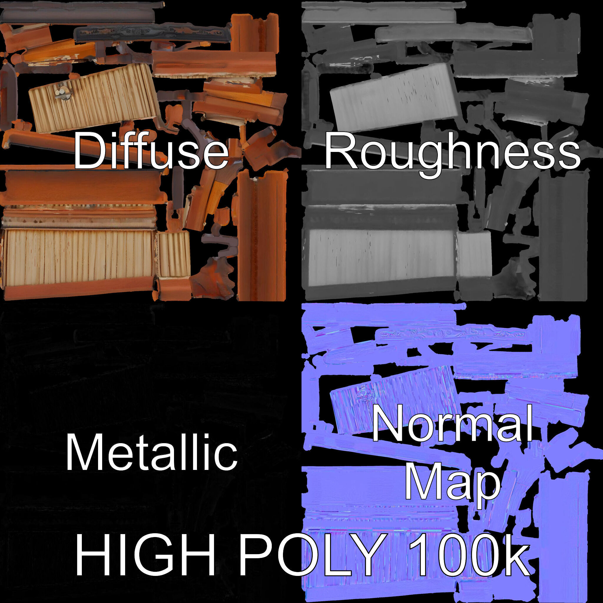 Traditional Wind Chime Wooden Stand Model Pack Low-poly 3D model_3