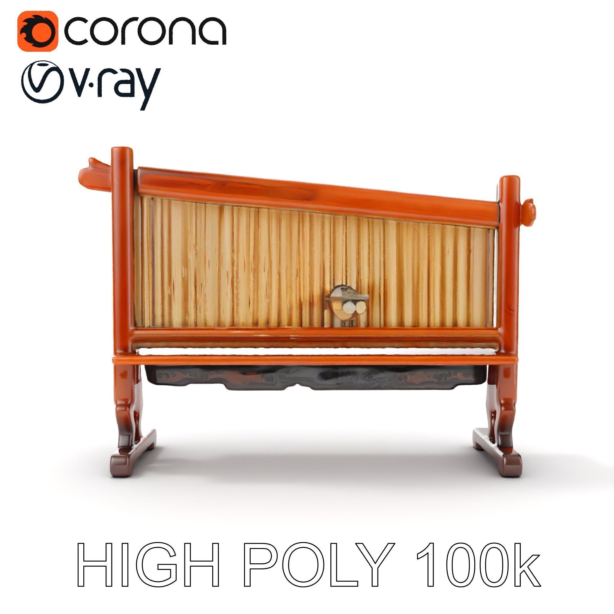 Traditional Wind Chime Wooden Stand Model Pack Low-poly 3D model_35