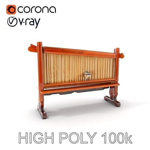 Traditional Wind Chime Wooden Stand Model Pack Low-poly 3D model