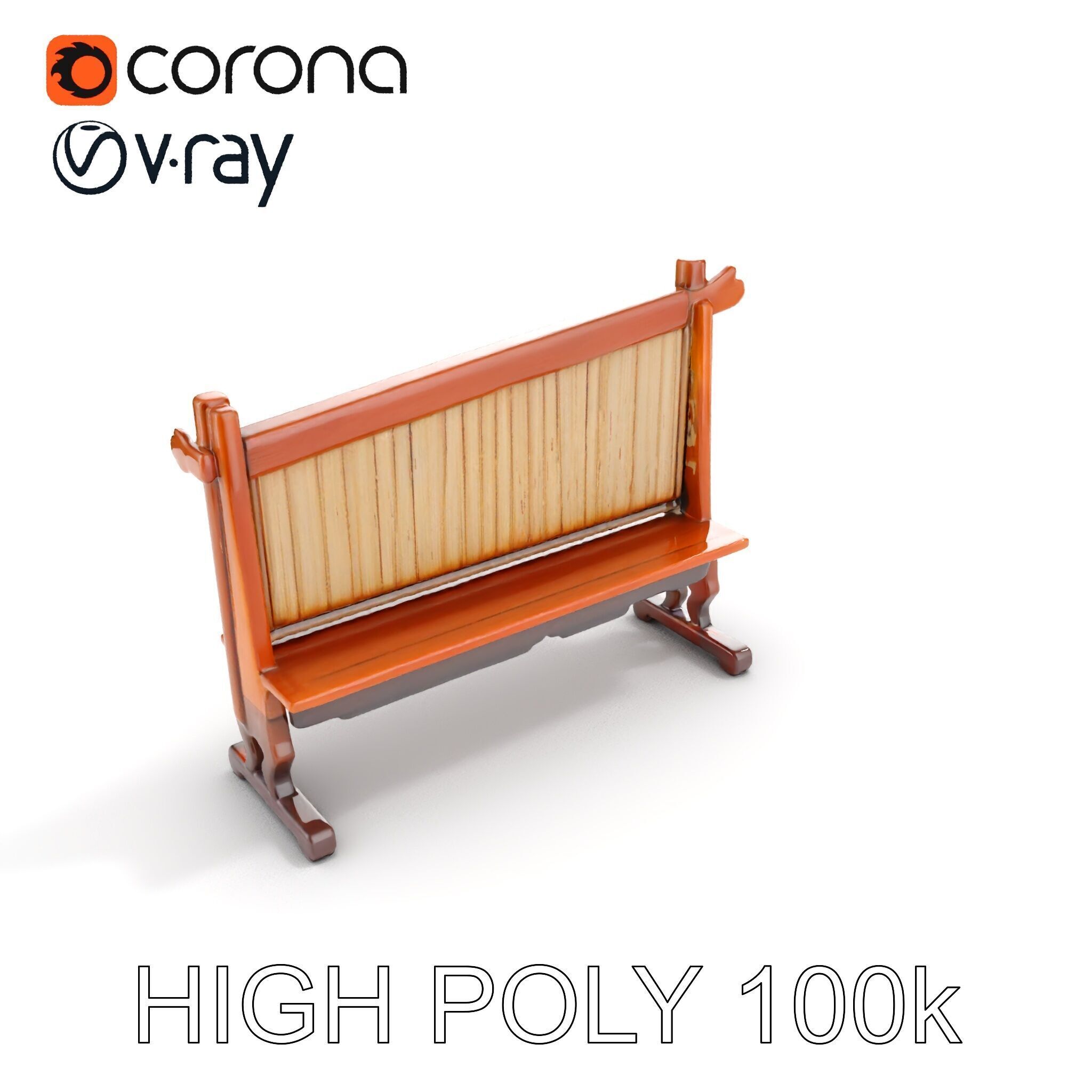 Traditional Wind Chime Wooden Stand Model Pack Low-poly 3D model_8