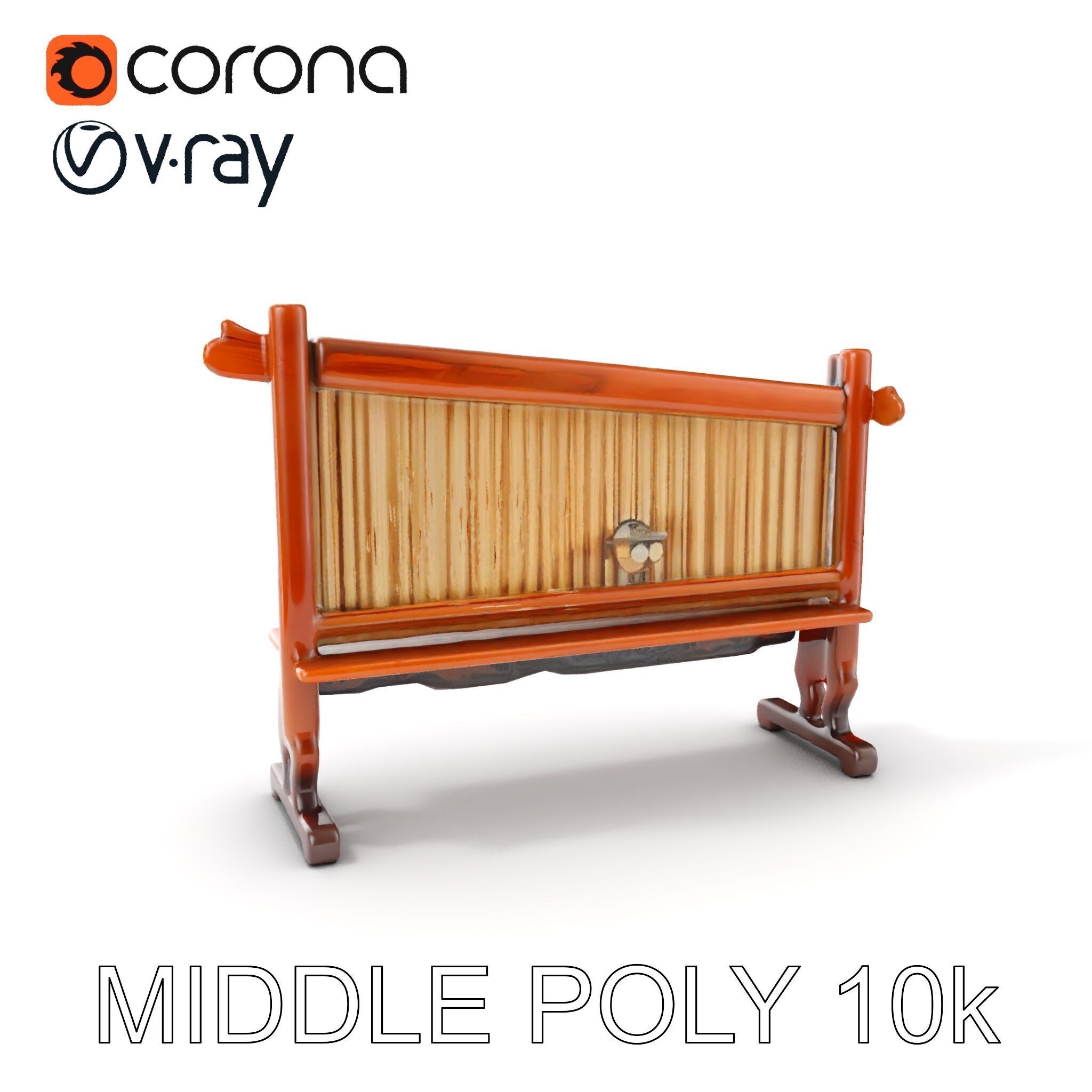 Traditional Wind Chime Wooden Stand Model Pack Low-poly 3D model_22