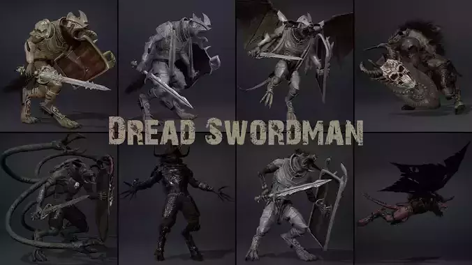 Dread Swordman Low-poly 3D model