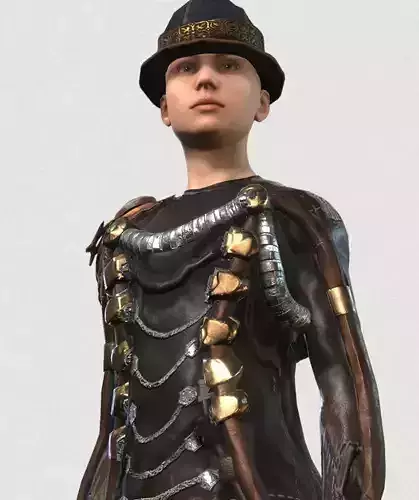 Rigged Woman Steam Punk Character Low-poly 3D model