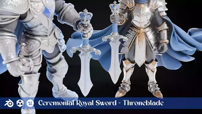 Stylized Sword - Ceremonial Royal Throneblade - Game Ready