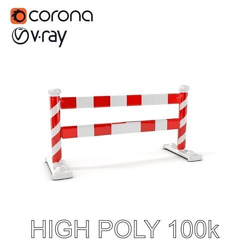 Red and White Traffic Barrier Model Pack Low-poly 3D model