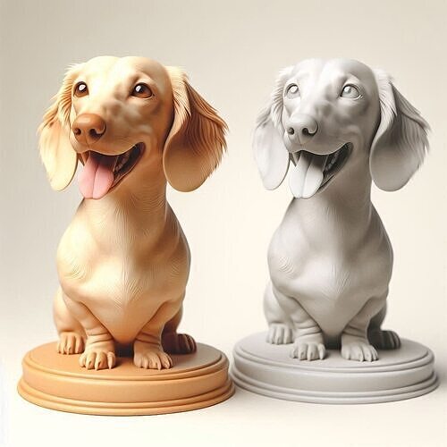 778 Laughing Dachshund  3D Printed Ivory Style Statue 3D print model