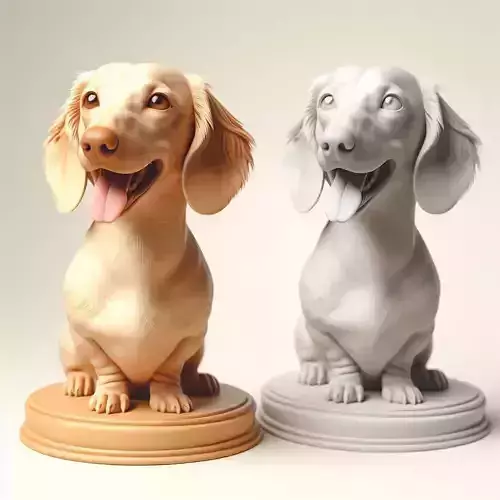 778 Laughing Dachshund  3D Printed Ivory Style Statue 3D print model
