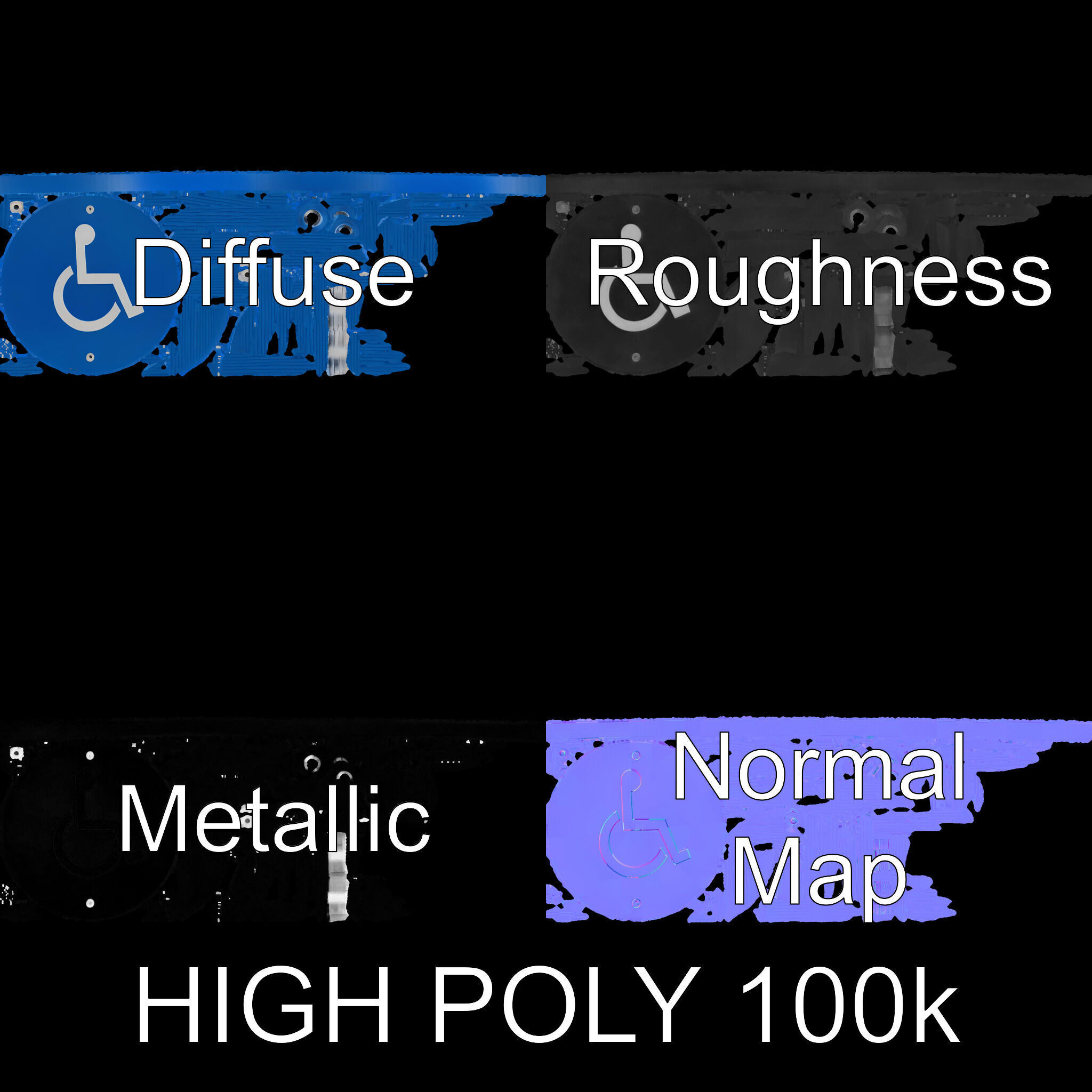 Accessible Sign Model Pack Low-poly 3D model_3