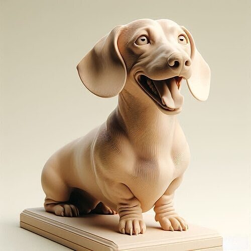 779 Laughing Dachshund  3D Printed Ivory Style Statue 3D print model