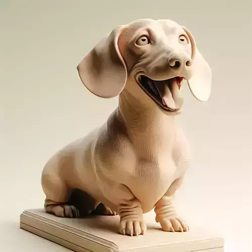 779 Laughing Dachshund  3D Printed Ivory Style Statue