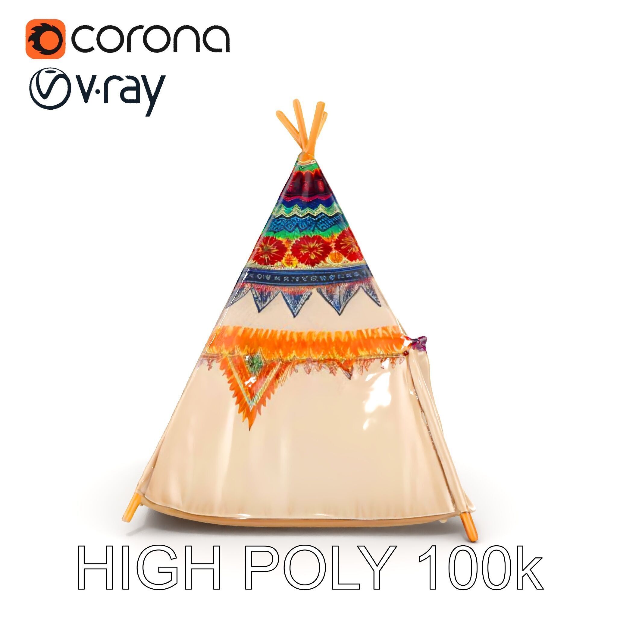 Colorful Teepee Tent Model Pack Low-poly 3D model_19