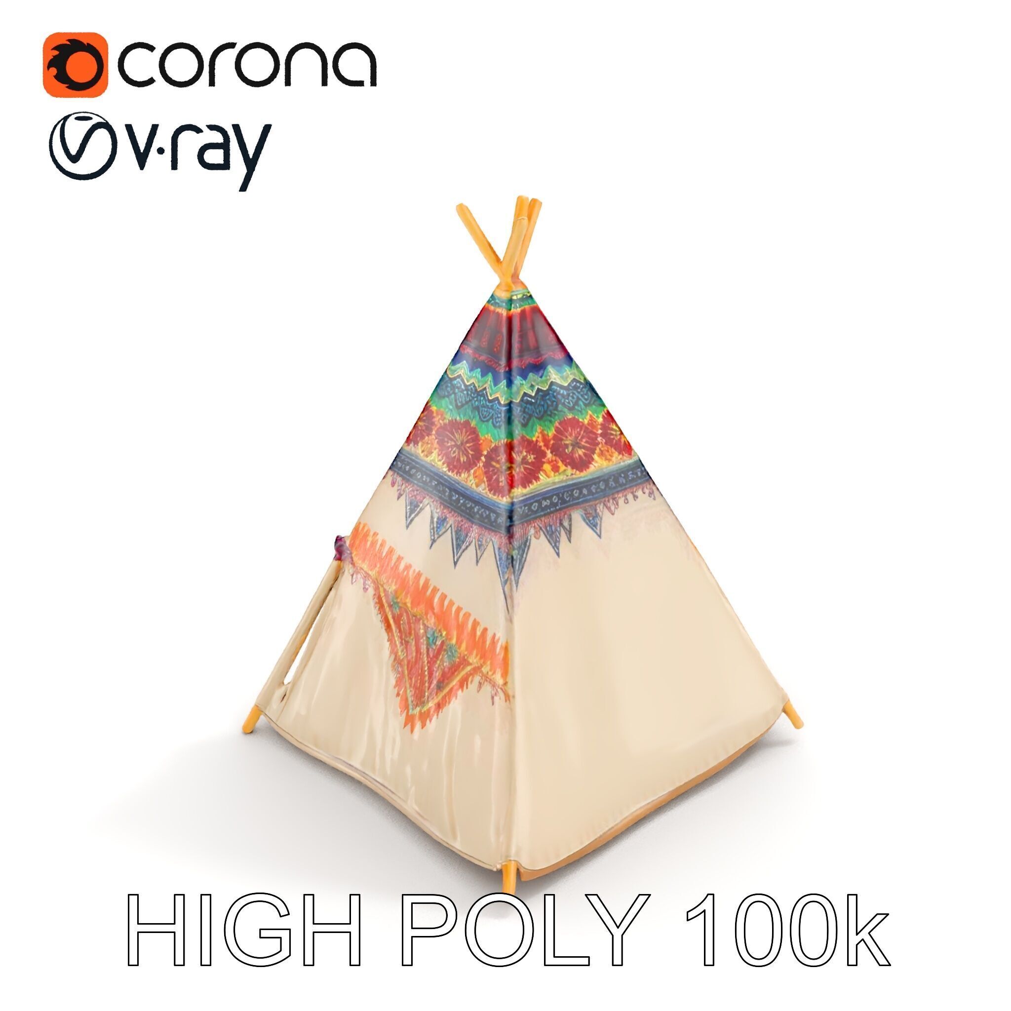 Colorful Teepee Tent Model Pack Low-poly 3D model_6