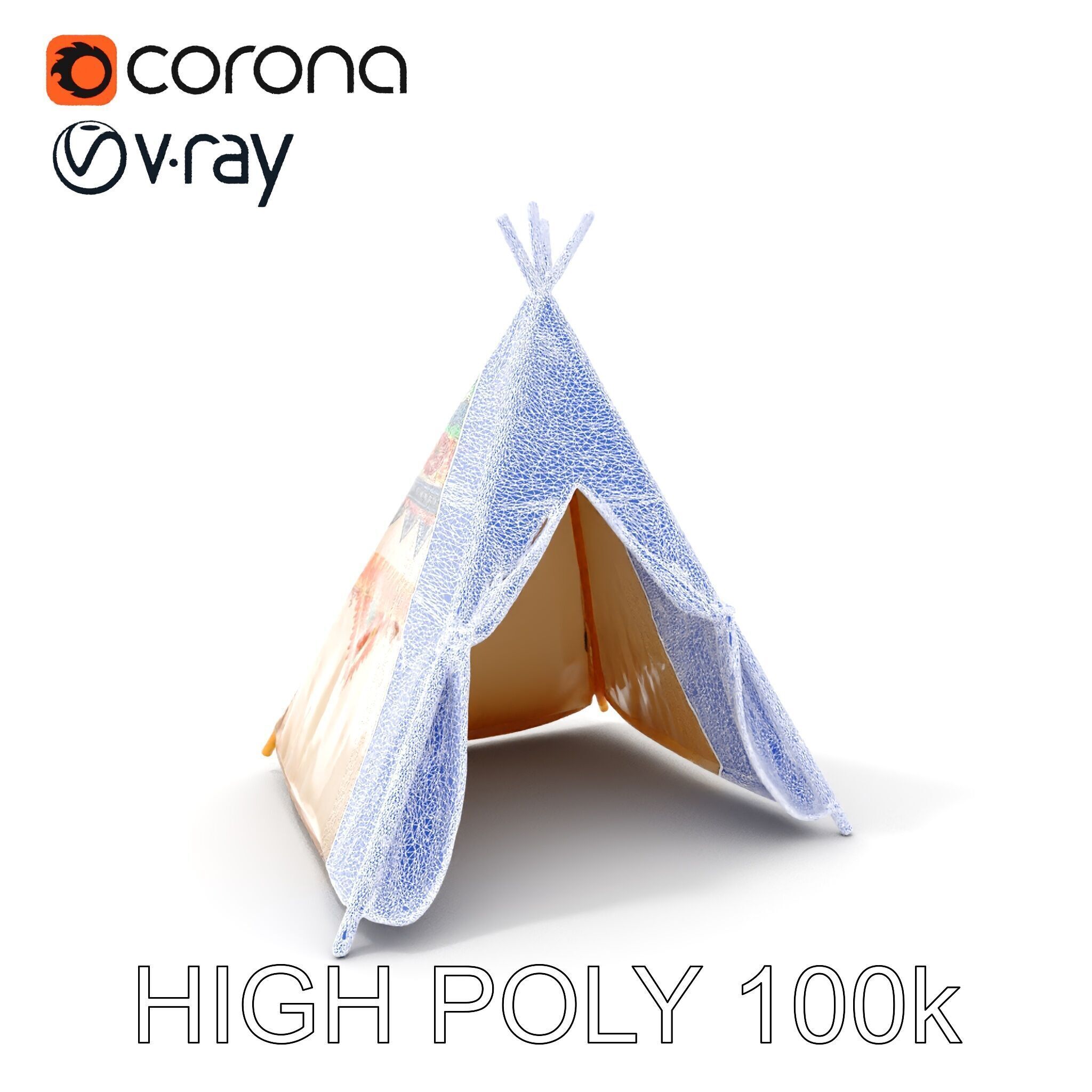 Colorful Teepee Tent Model Pack Low-poly 3D model_4