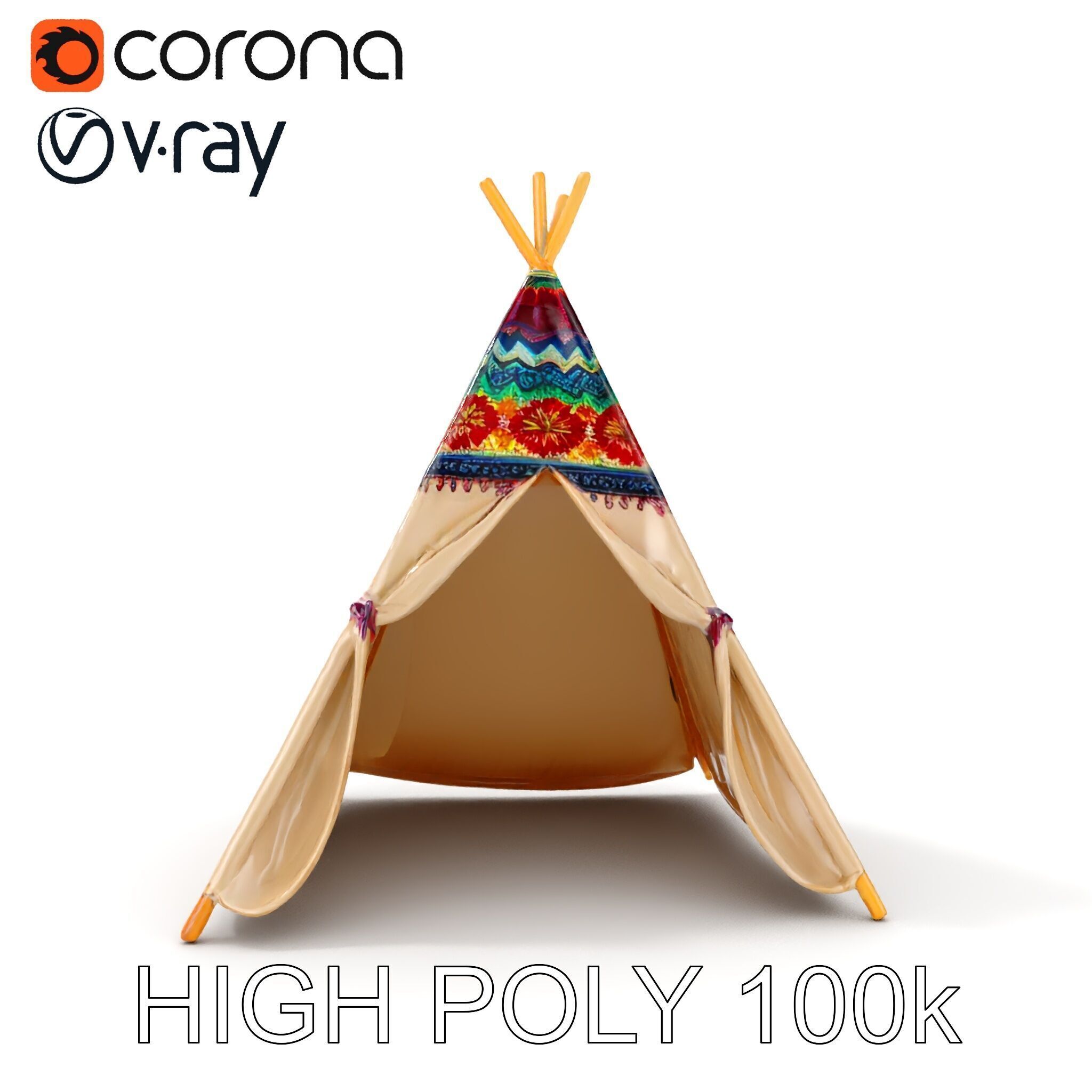 Colorful Teepee Tent Model Pack Low-poly 3D model_16