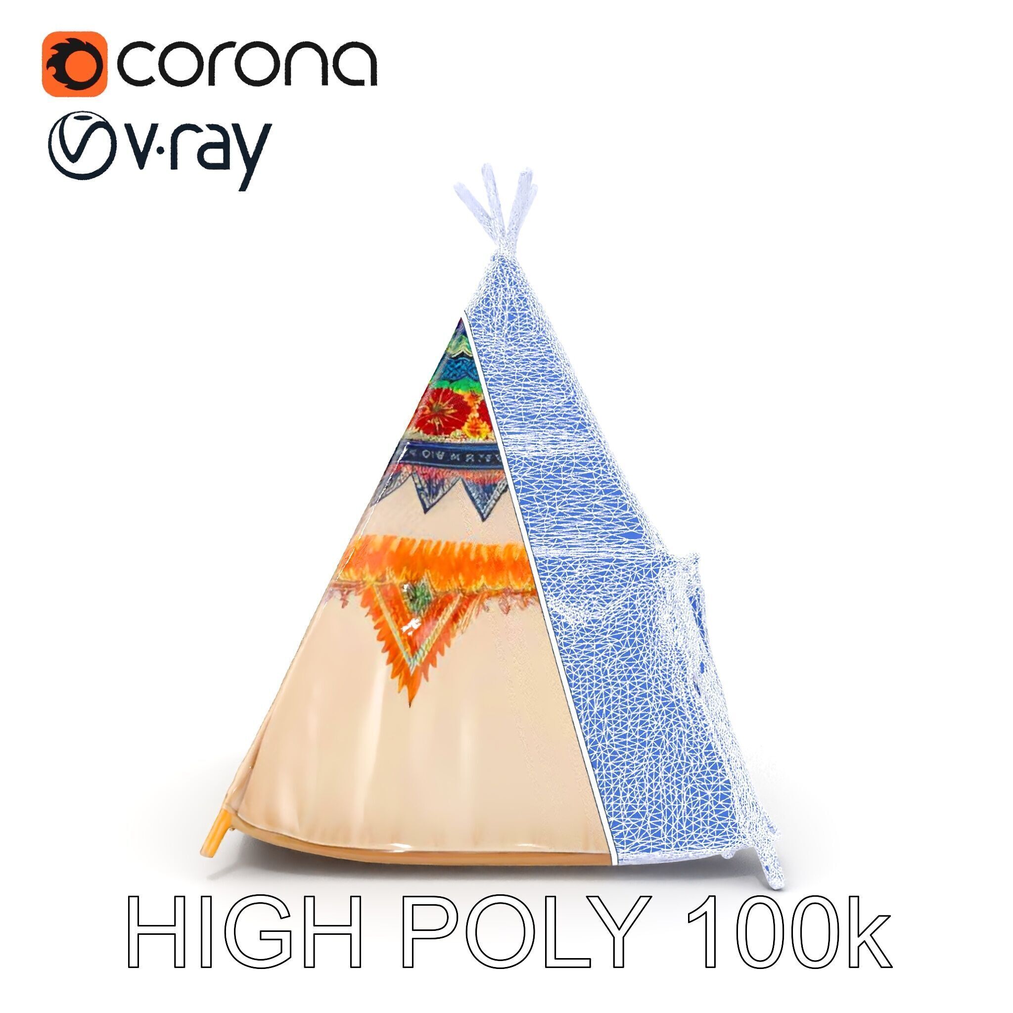 Colorful Teepee Tent Model Pack Low-poly 3D model_30
