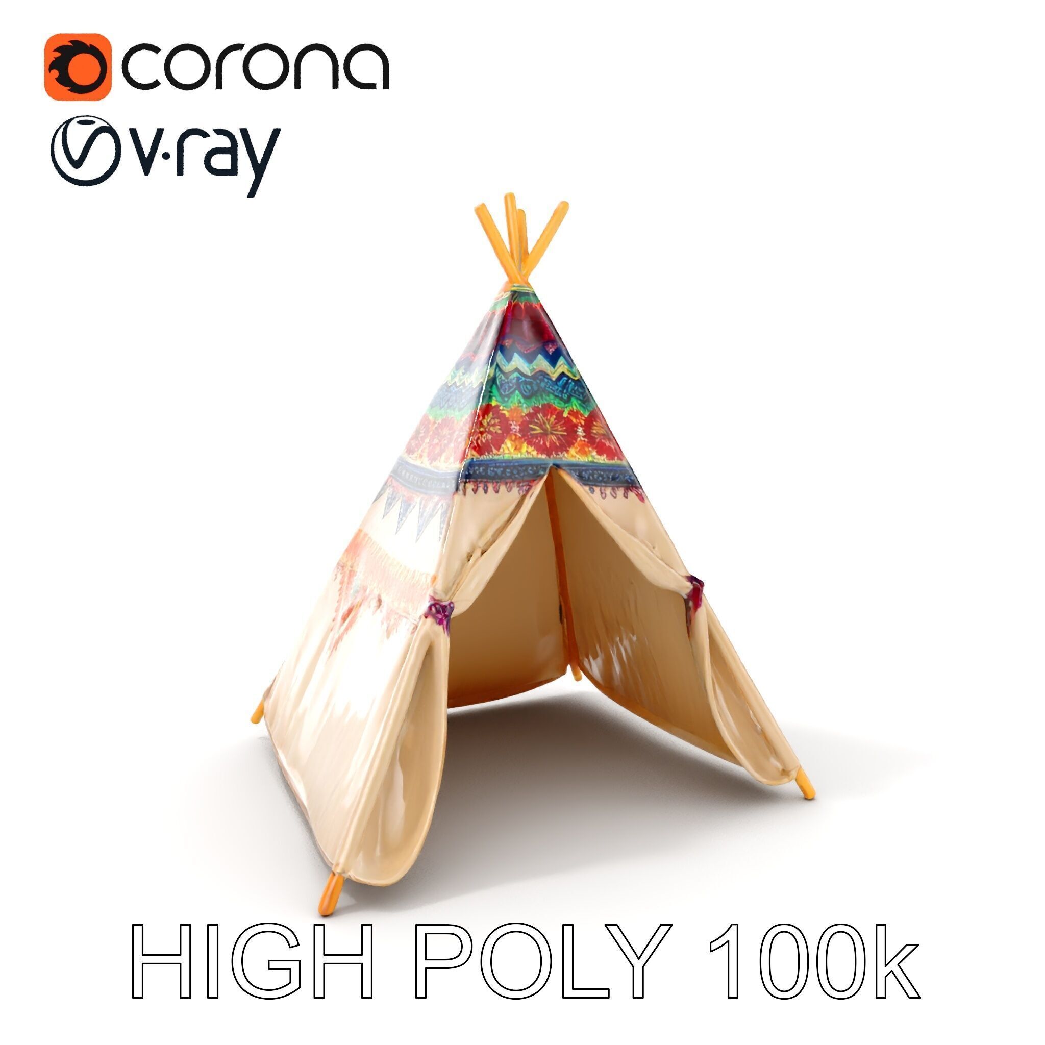 Colorful Teepee Tent Model Pack Low-poly 3D model_25