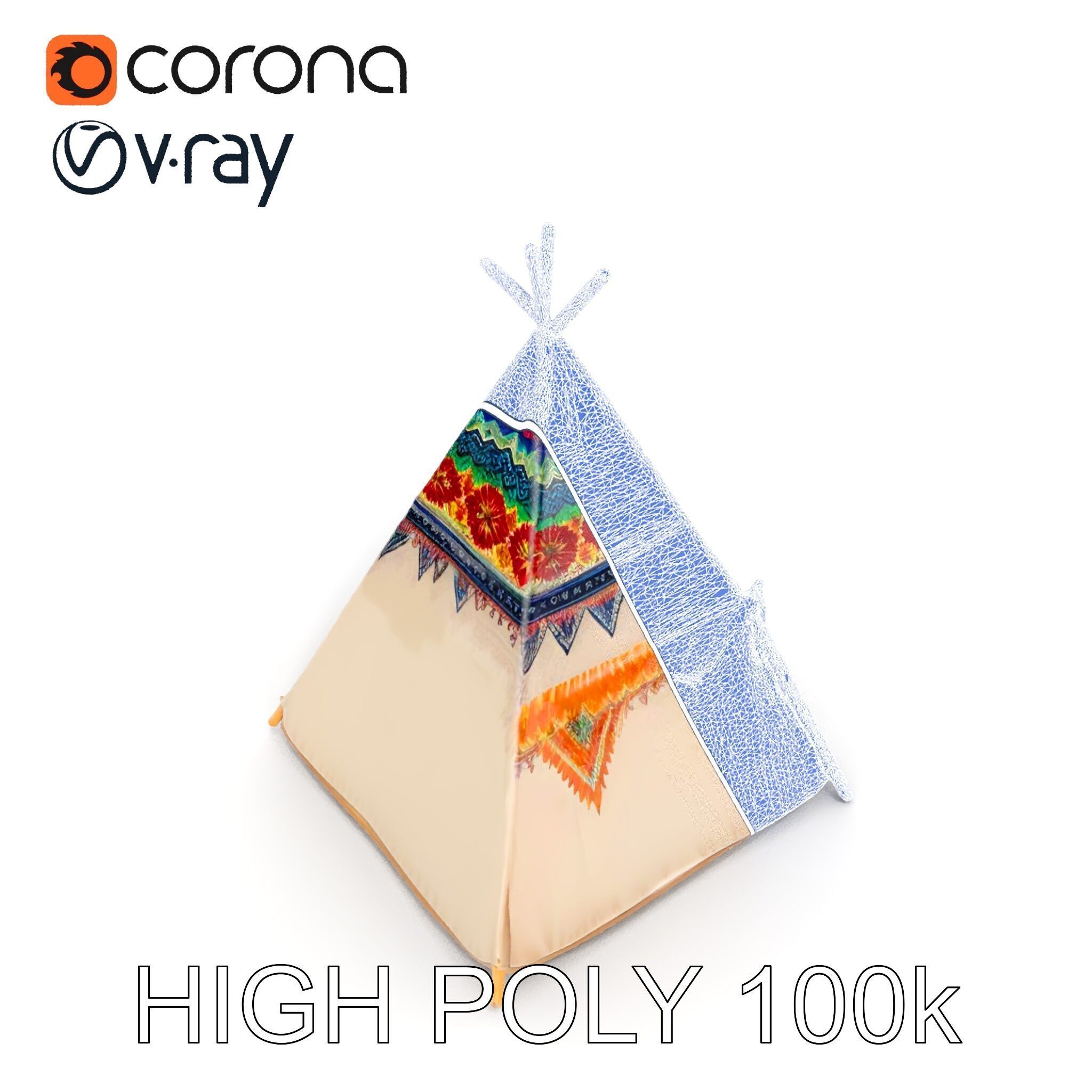 Colorful Teepee Tent Model Pack Low-poly 3D model_23