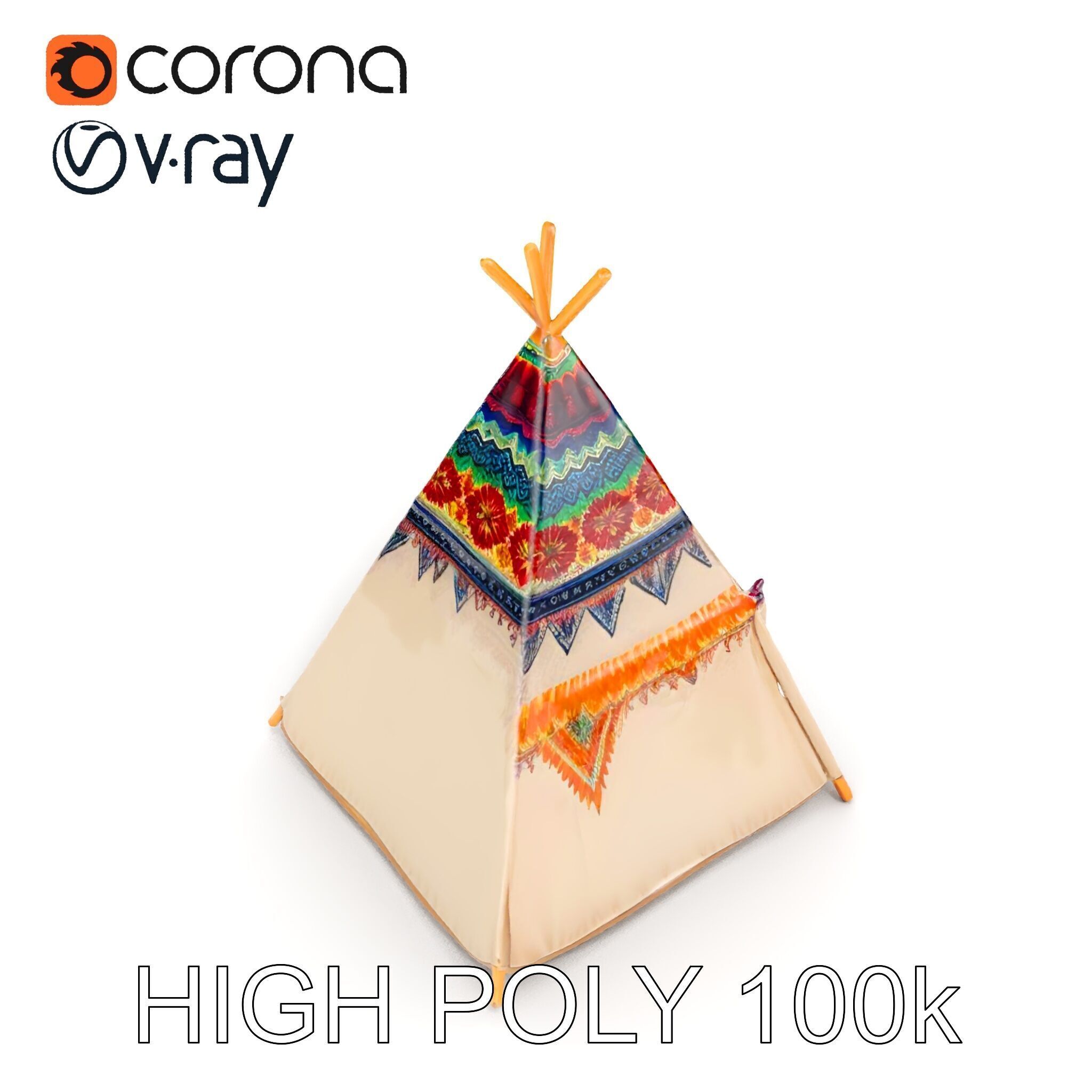 Colorful Teepee Tent Model Pack Low-poly 3D model_26