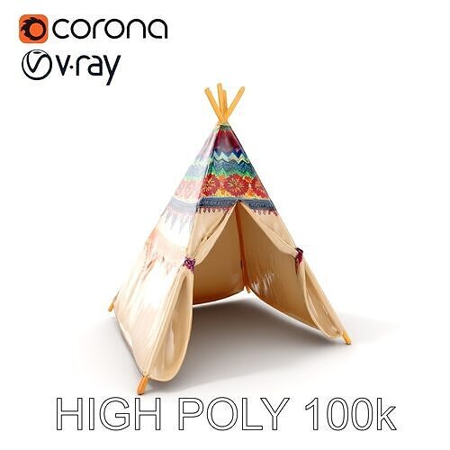 Colorful Teepee Tent Model Pack Low-poly 3D model