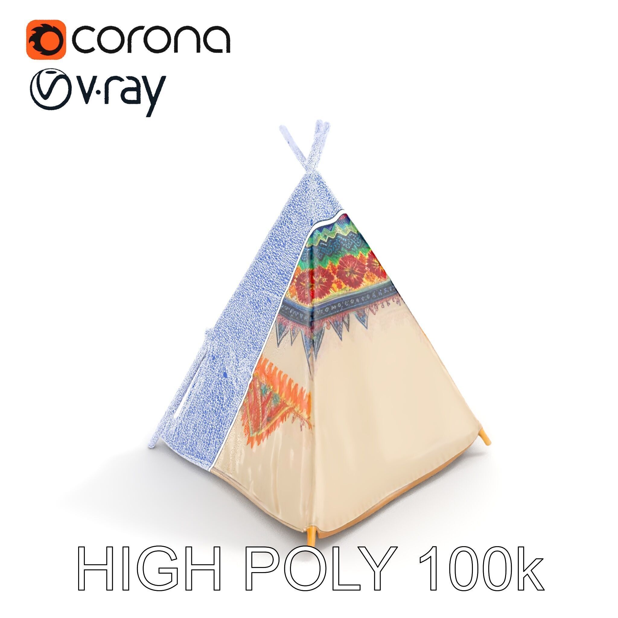 Colorful Teepee Tent Model Pack Low-poly 3D model_18
