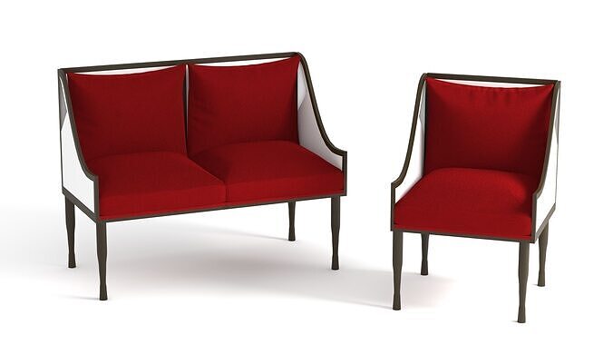 Classic Sofa Set Low-poly 3D model