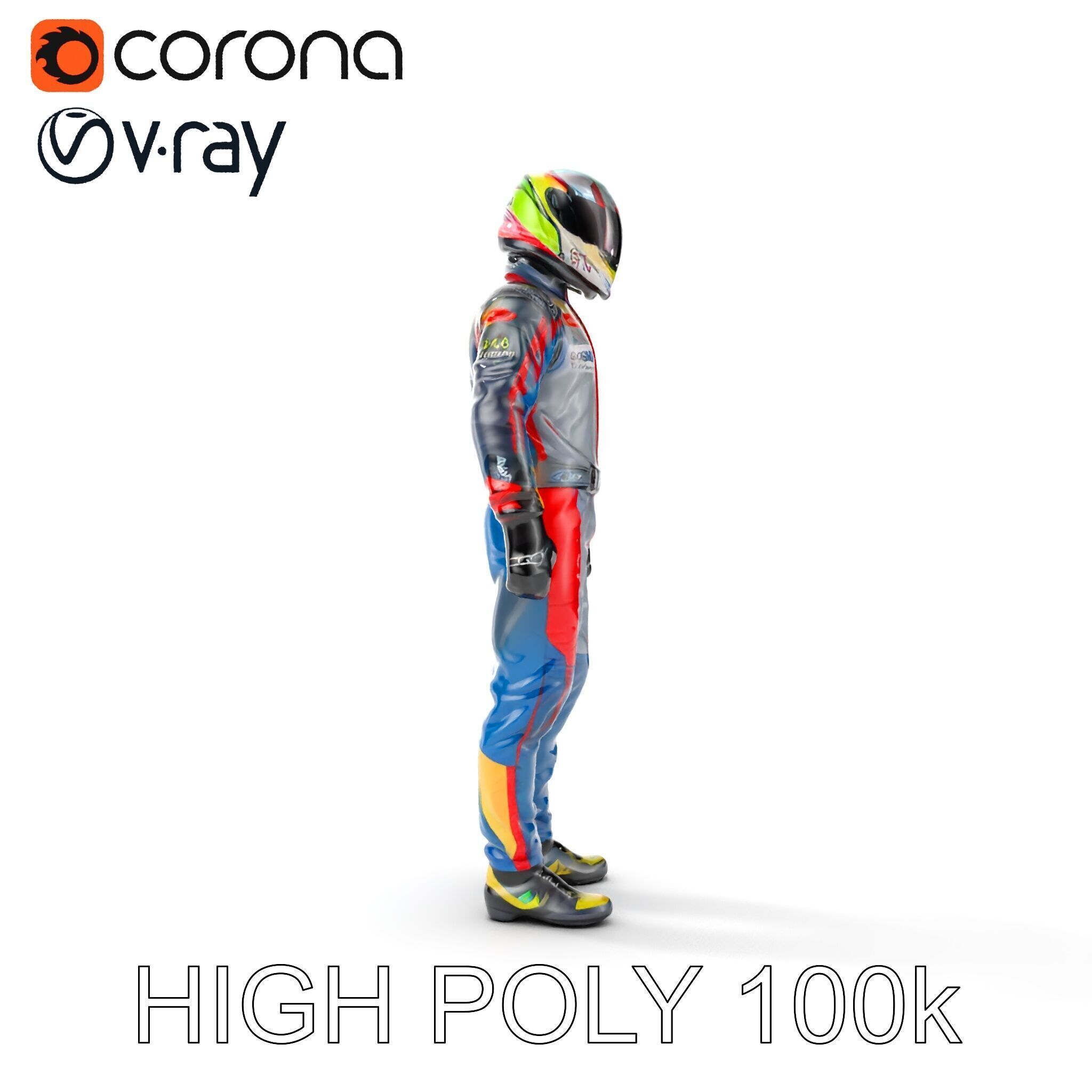 Professional Racing Driver Suit Model Pack Low-poly 3D model_16