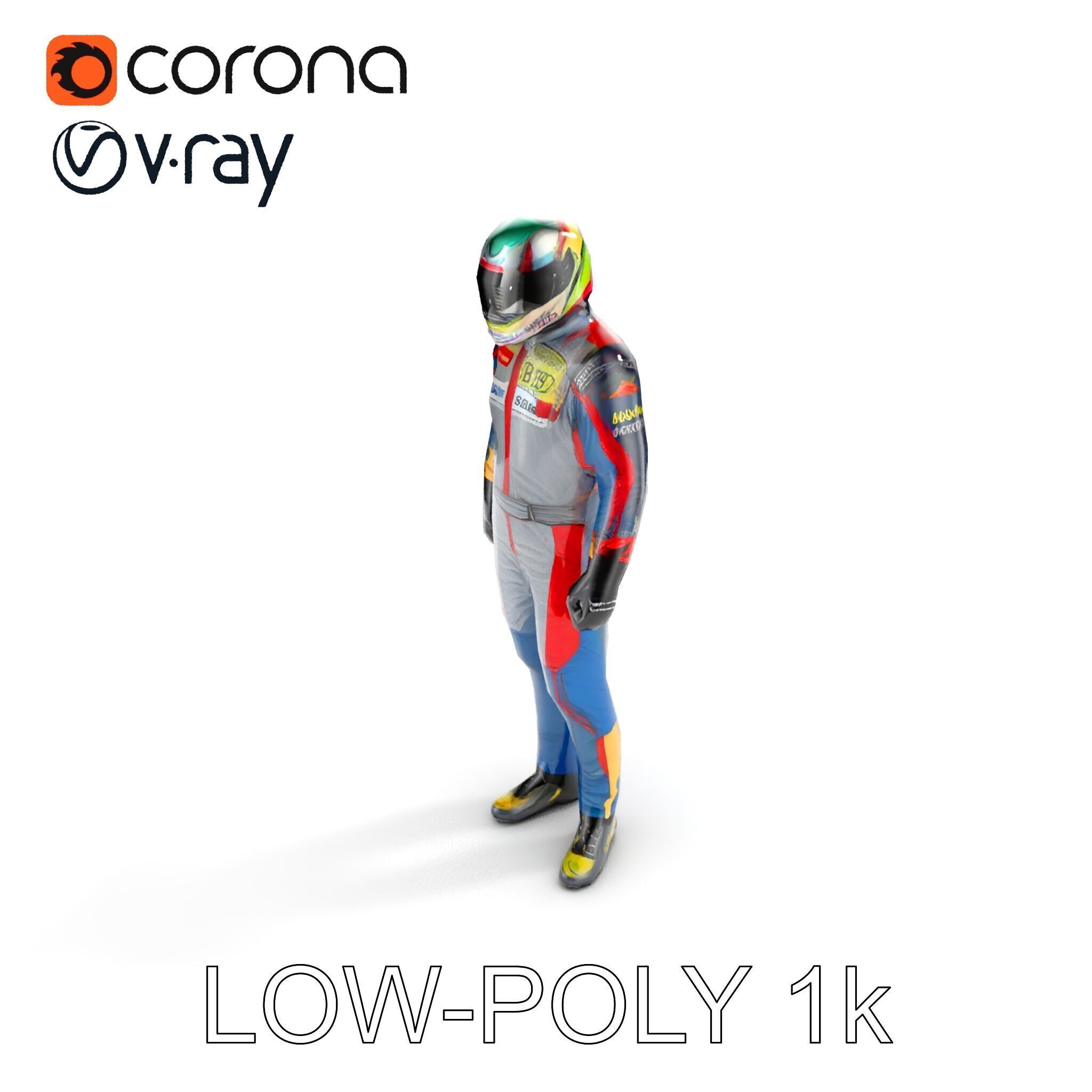 Professional Racing Driver Suit Model Pack Low-poly 3D model_12