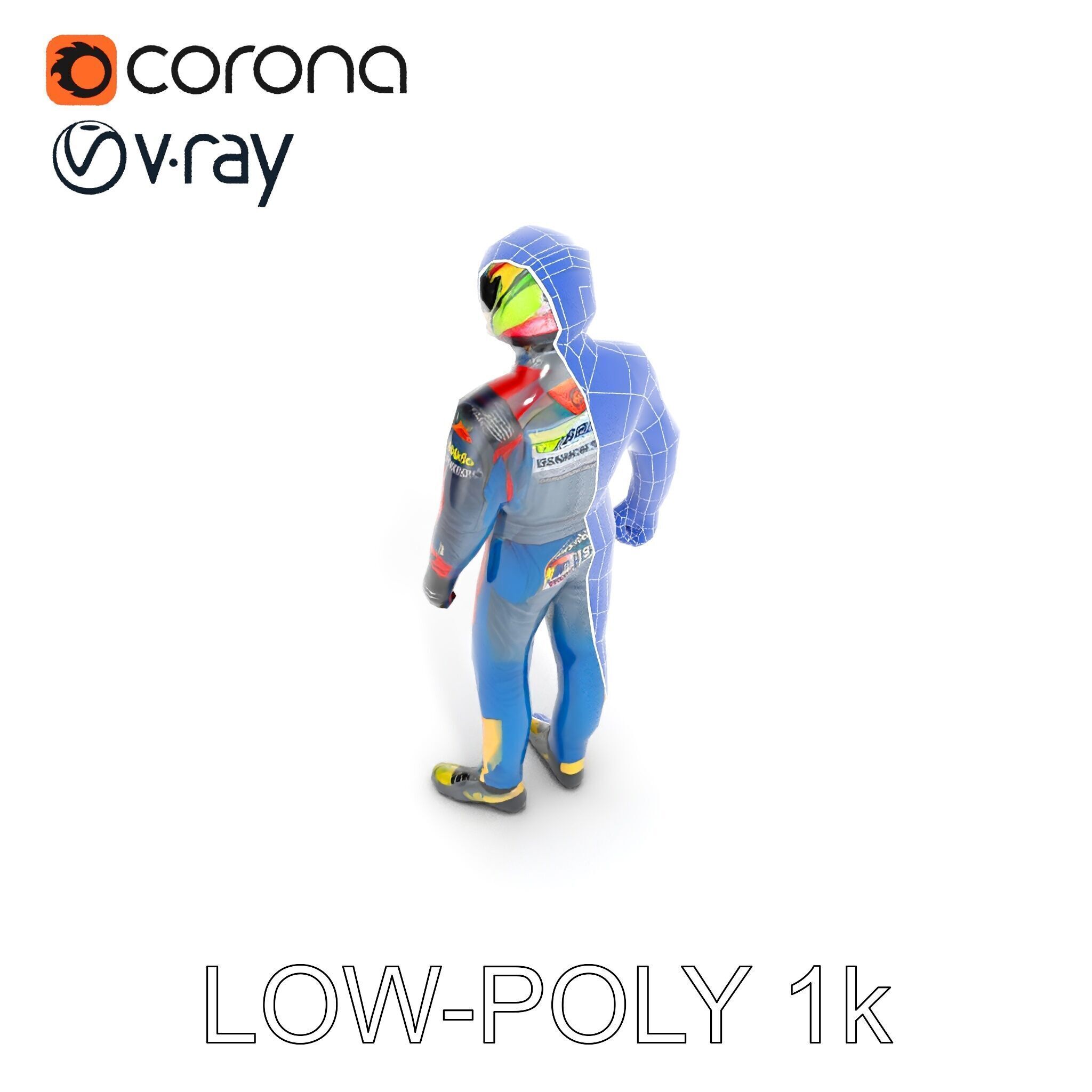 Professional Racing Driver Suit Model Pack Low-poly 3D model_28