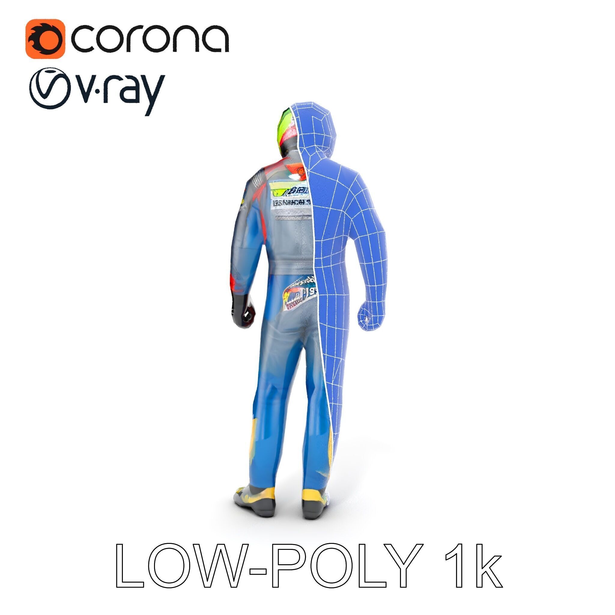 Professional Racing Driver Suit Model Pack Low-poly 3D model_26