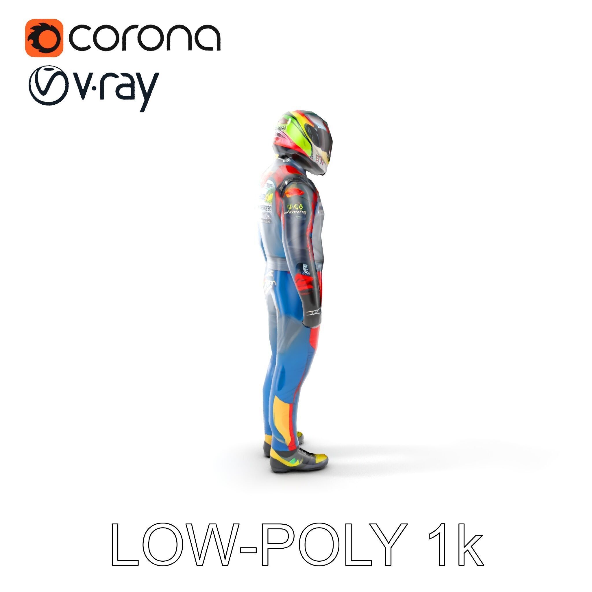 Professional Racing Driver Suit Model Pack Low-poly 3D model_9