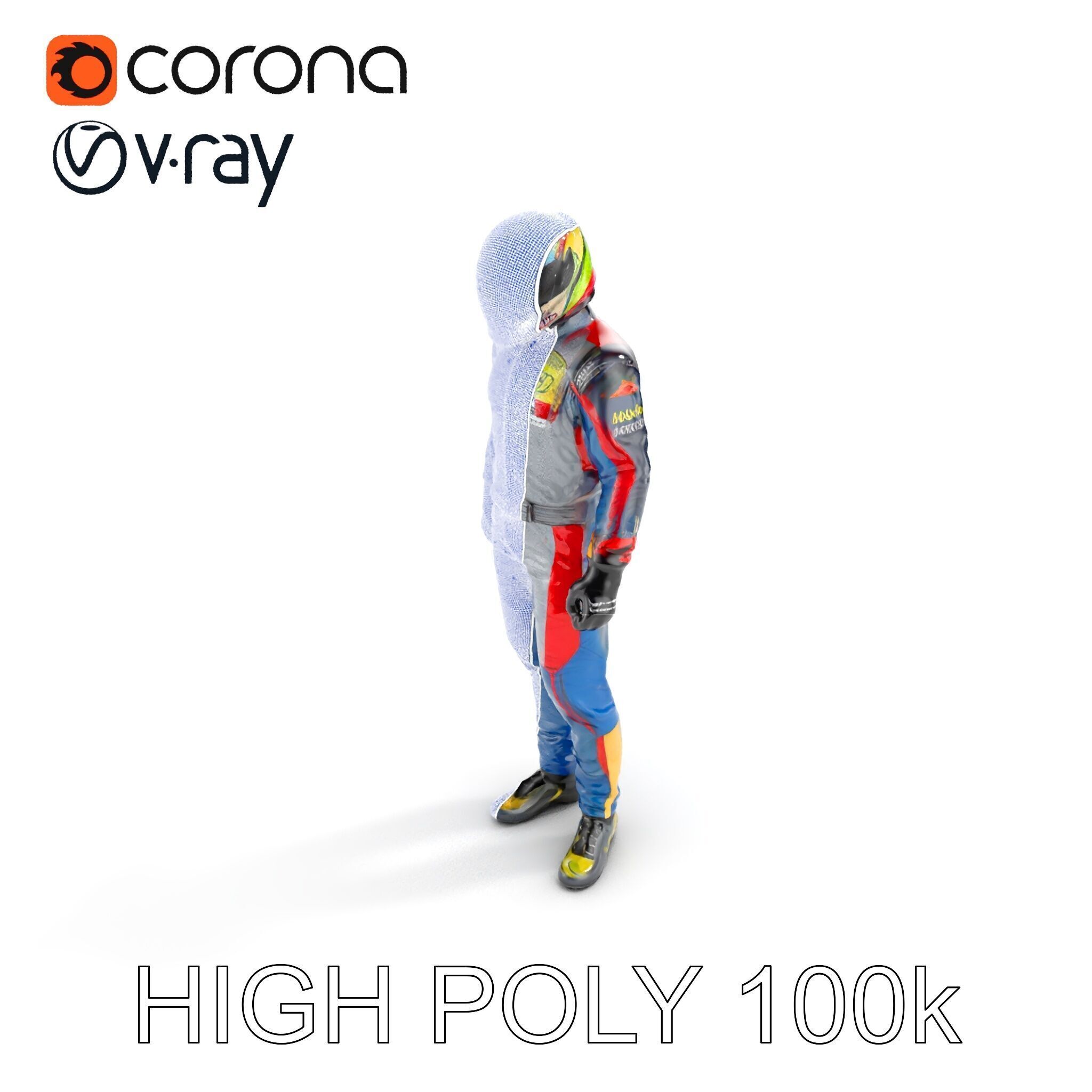 Professional Racing Driver Suit Model Pack Low-poly 3D model_35