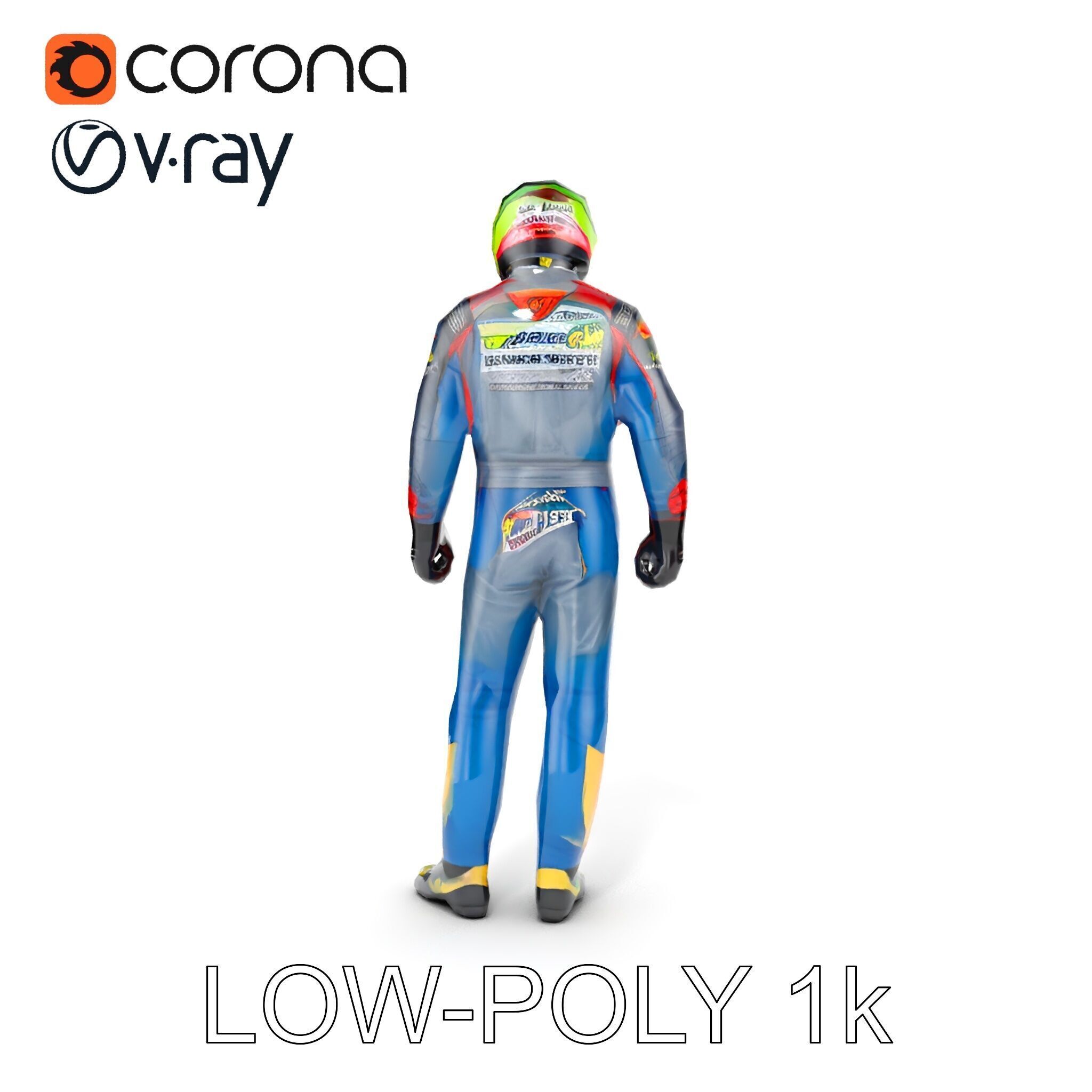 Professional Racing Driver Suit Model Pack Low-poly 3D model_7